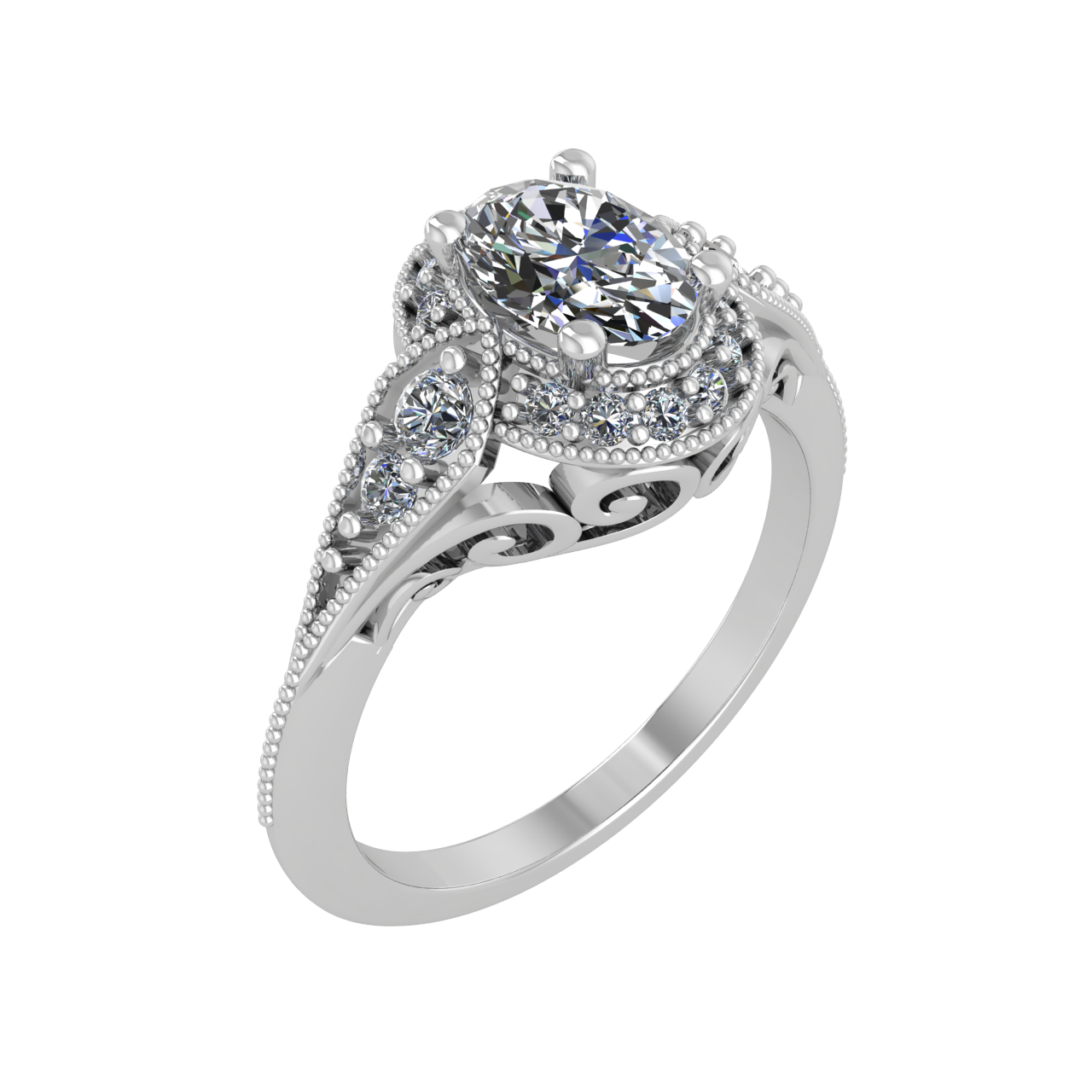 HALO 7.00mm x 5.00mm OVAL ENGAGEMENT RING
